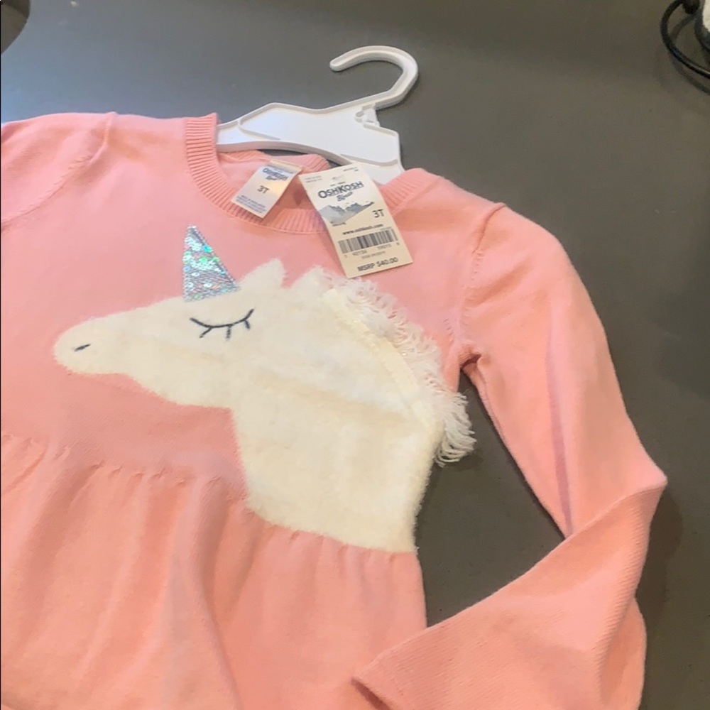 NWT 3T Peplum Unicorn Sweater